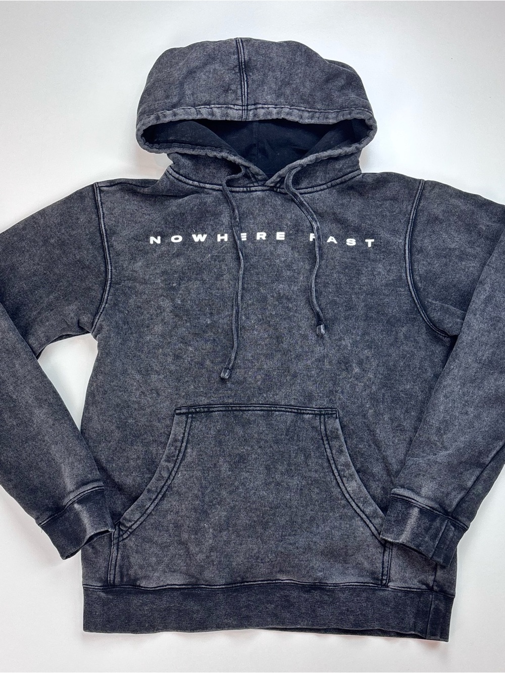 Nowhere Fast Acid Wash Hoodie Chain Graphic Oversized Streetwear
